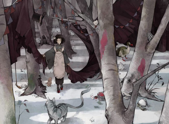 二次元 插画 p站 暗色 黑暗 独特 少女 壁纸 原创 色彩 淡然 忧郁