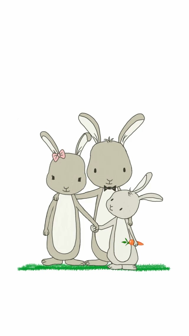 原创 手绘 可爱 兔子 一家三口 卡通 壁纸 …-堆