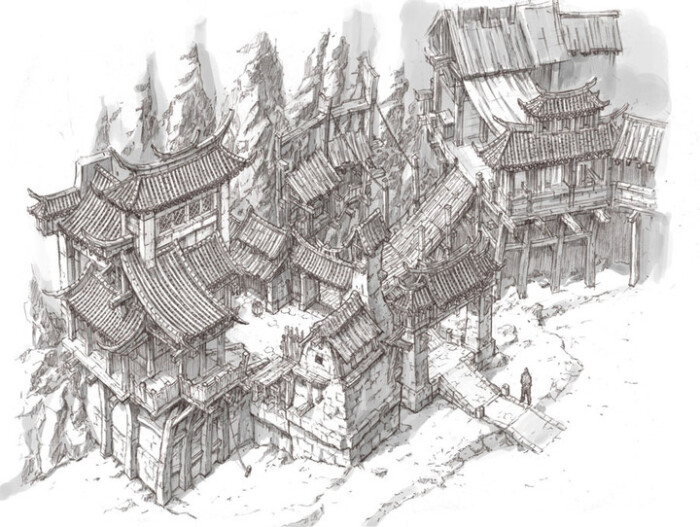 场景线稿