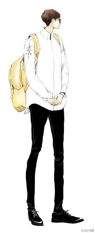 大长腿的男生时尚插画|来自bighitomi