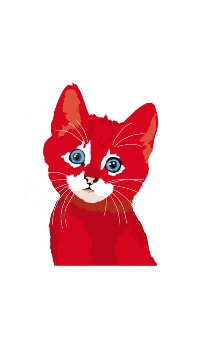 大红色的猫咪头像 line 换不完的手机壁纸.