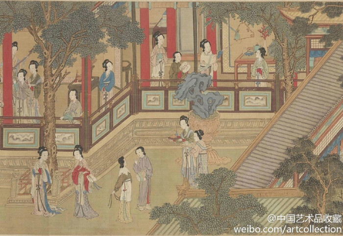 工笔画#【 明 仇英 《汉宫春晓图》 】卷,绢本,36.2×454.