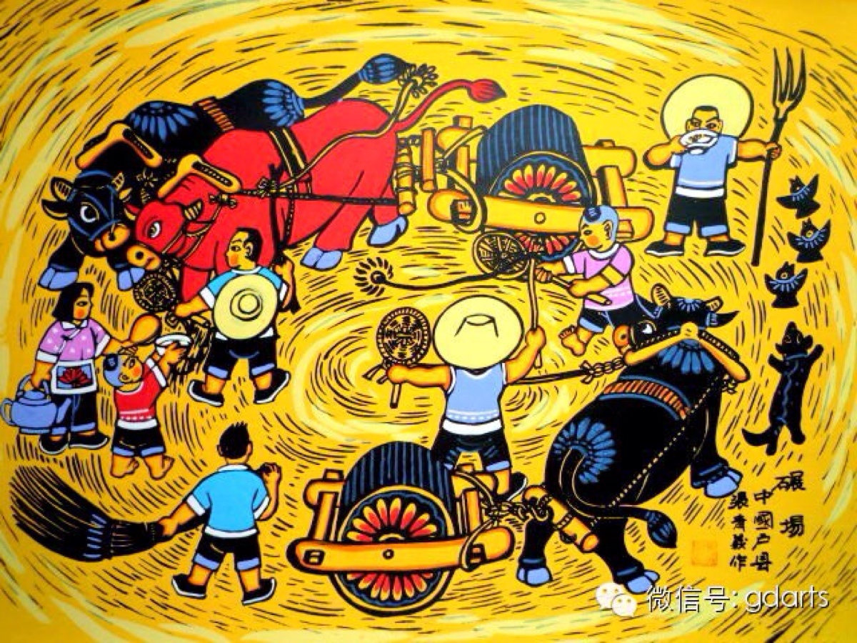 陕西户县农民画,美丽不可挡 艺术源于民间—碾场