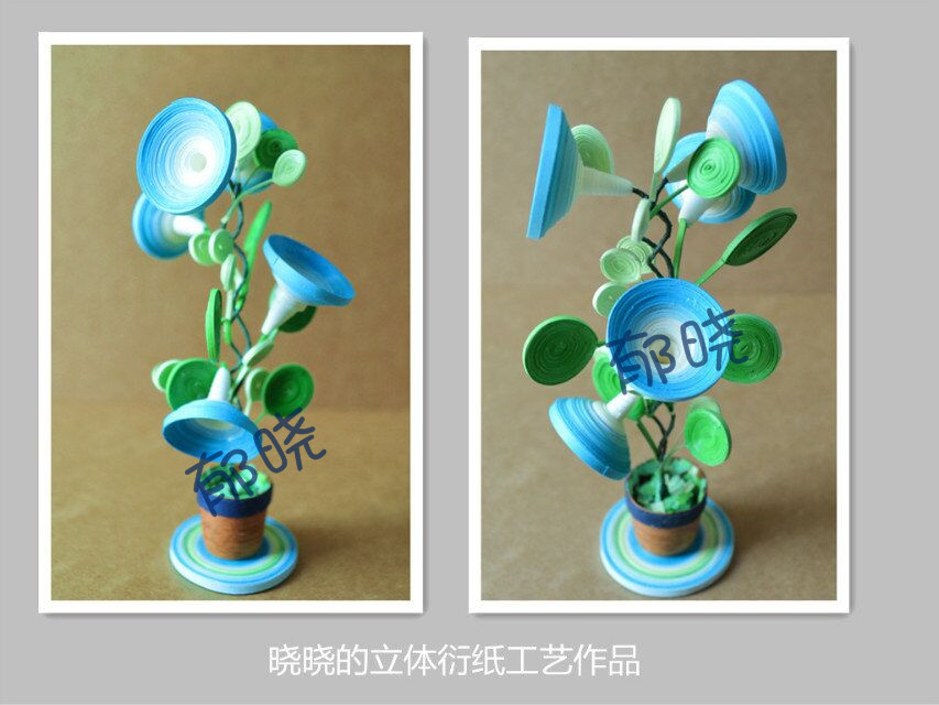 美女郁晓的立体衍纸作品,颜色艳丽,可爱萌趣有没有!