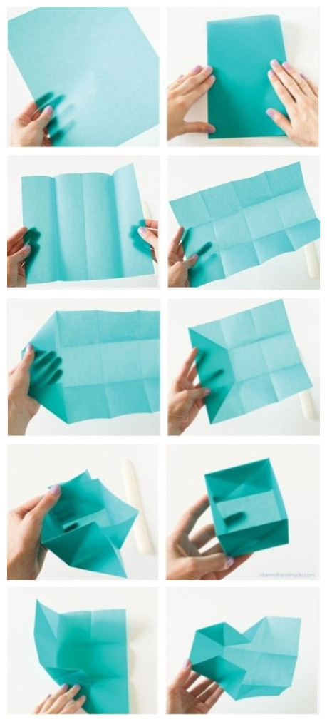 手工达人的折纸教程:折个蓝蓝的盒子