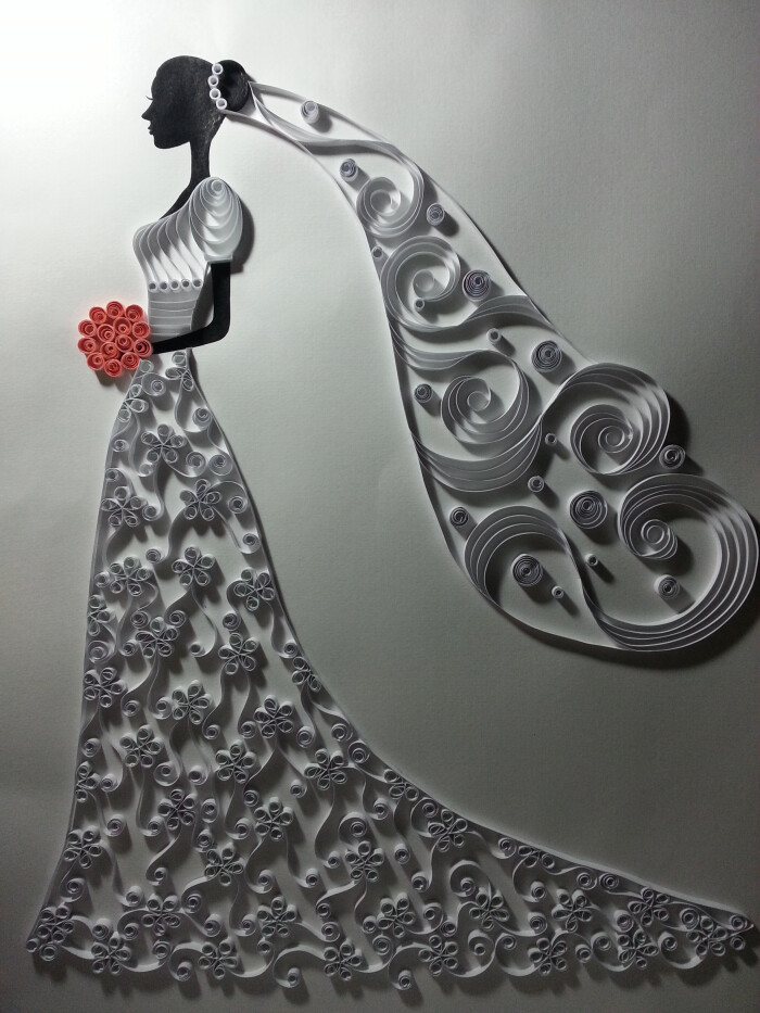 婚纱.人物衍纸画.临摹作品.