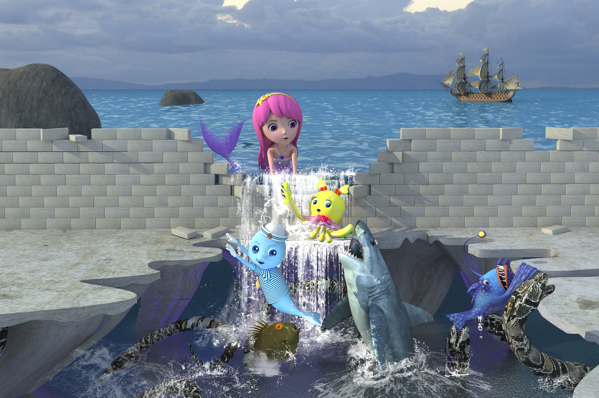 美人鱼艾格丽特 3d立体画~炫酷海洋风,带你进入神秘的海洋世界!