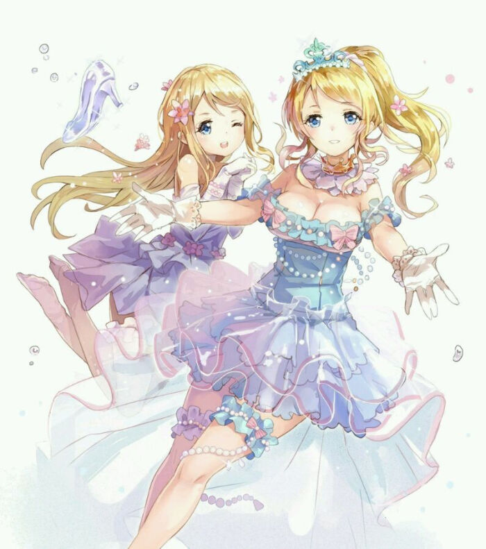 动漫 二次元 同人 lovelive 绚濑亚里沙 绚濑绘里 婚纱 新娘 插画