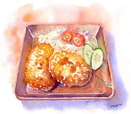 日本美食画家mari美食水彩画