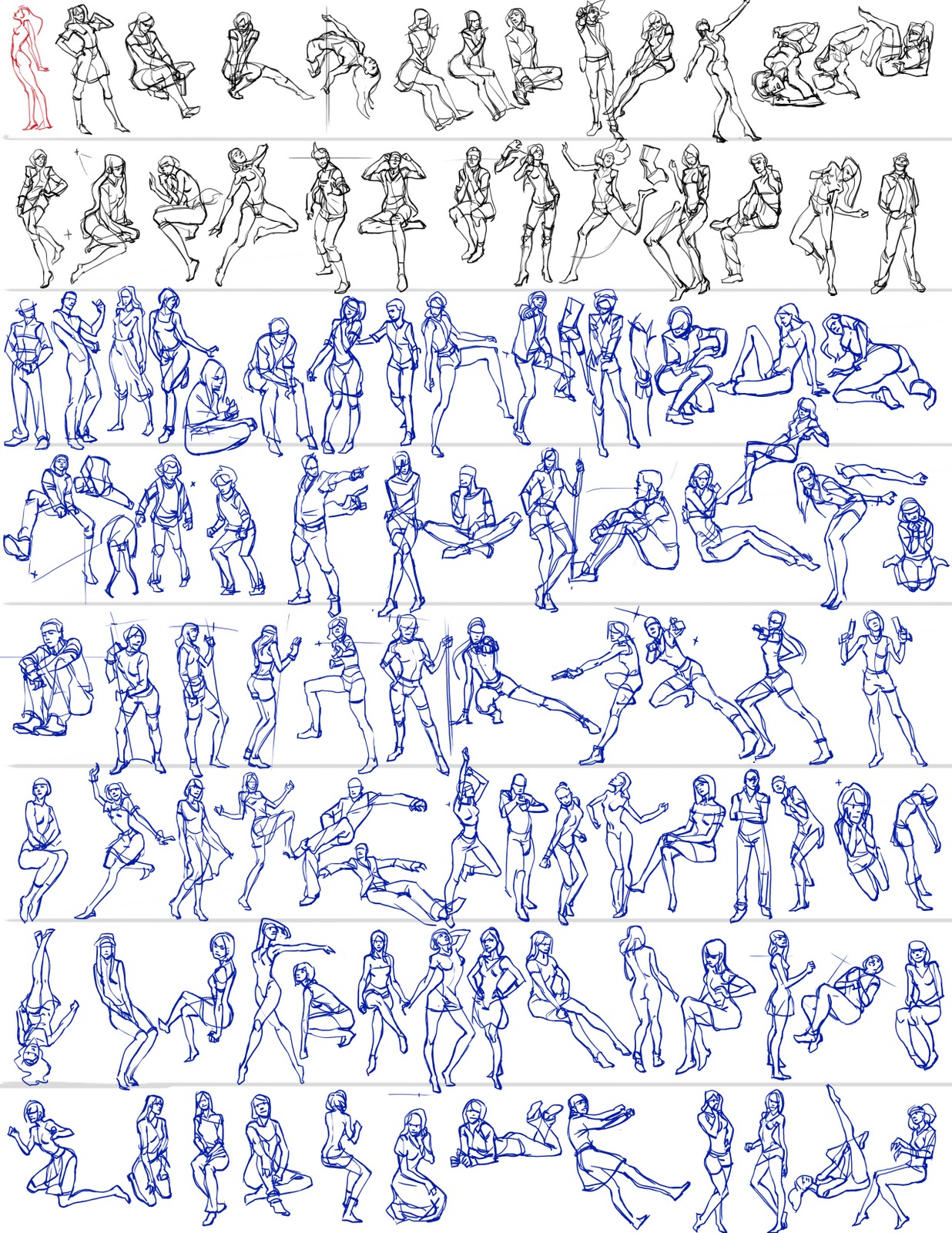 5000种人物着衣手绘动作图
