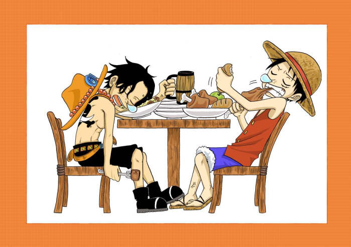 海贼王 艾斯和路飞 【嘻嘻,俩吃货俩睡货】