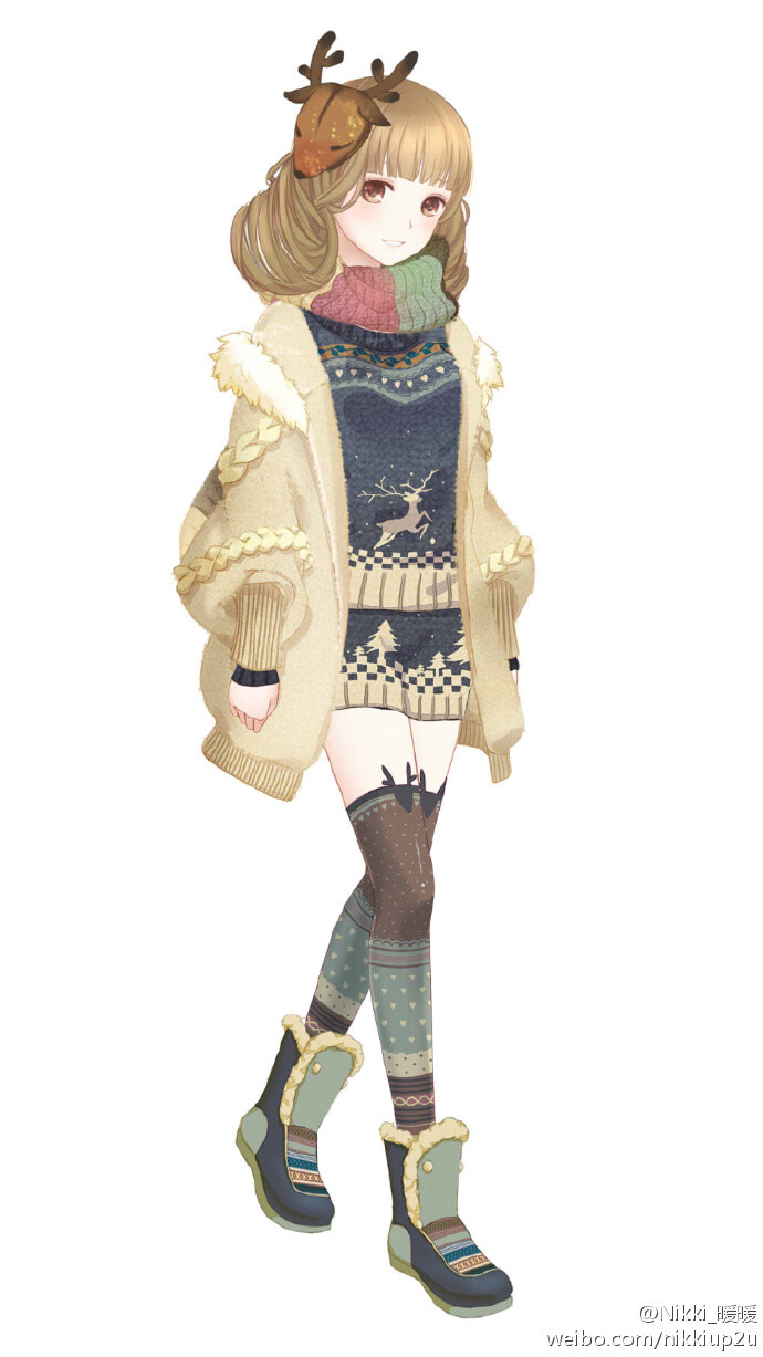 【暖暖环游世界】冬装 "麋鹿的守候" 游戏 人设 服装设计 动画 装扮