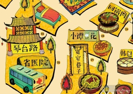 成都美食手绘地图