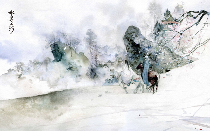 水墨山河(作者:金子) *绘:唐卡