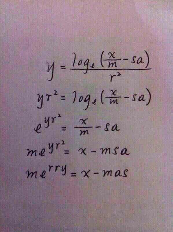 来自数学老师的圣诞祝福。我的高中数学老师…