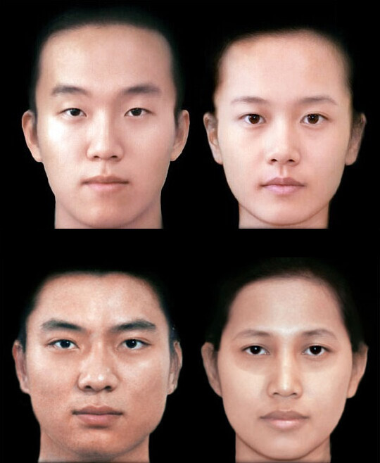 韩国独立研究机构"相貌研究所"利用2万张韩国人的照片进行计算机模拟