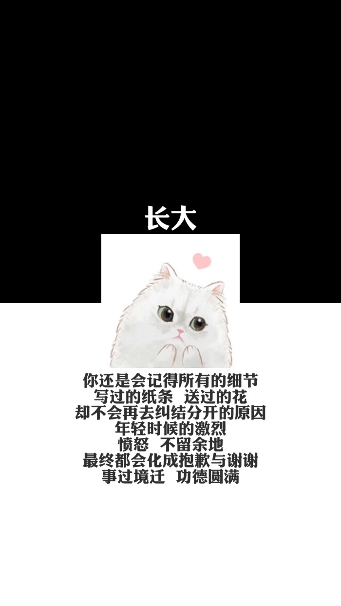 壁纸 文字 锁屏 关于长大.可爱猫.