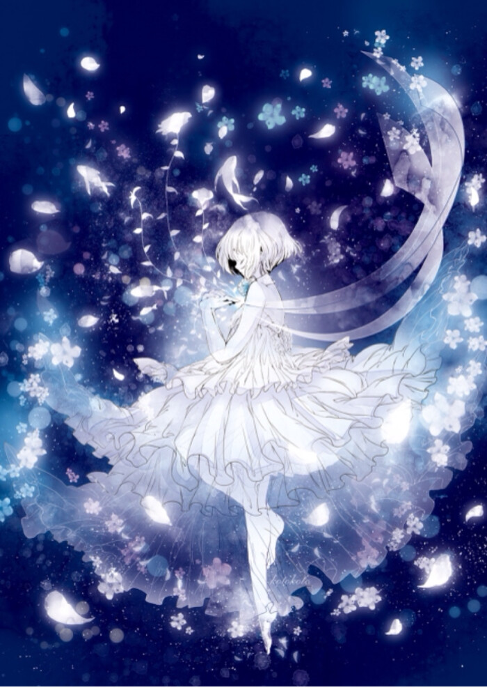 p站动漫 美少女 手机头像 唯美浪漫 花瓣 养眼美图 插画 同人