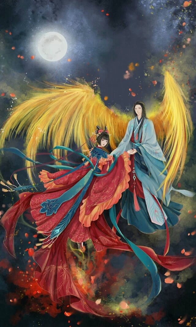 「祁」古风~中国风~美腻~有情~插画~杂图收集~「凤凰于飞~有你何惧