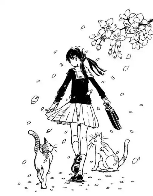 黑白/制服/樱花/狗