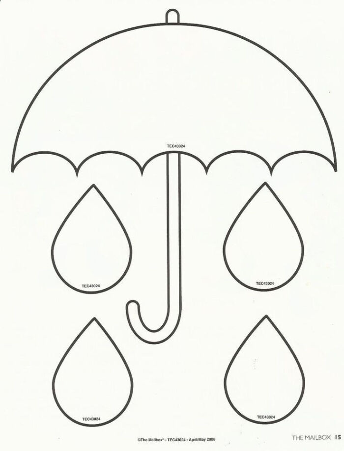 雨伞和雨滴 不织布 手工 图形剪裁 可打印 打印时请根据需要调节尺寸