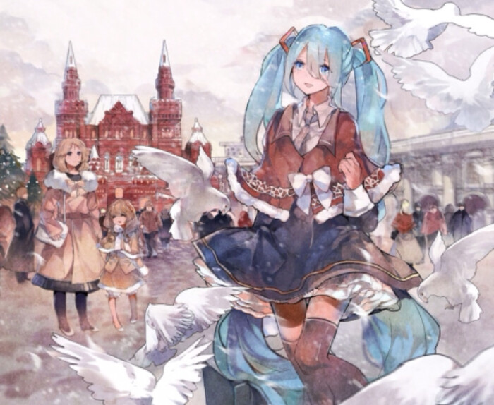 p站 初音未来 梦幻 动漫美少女 可爱萌系 软姐 二次元 城市 手机头像