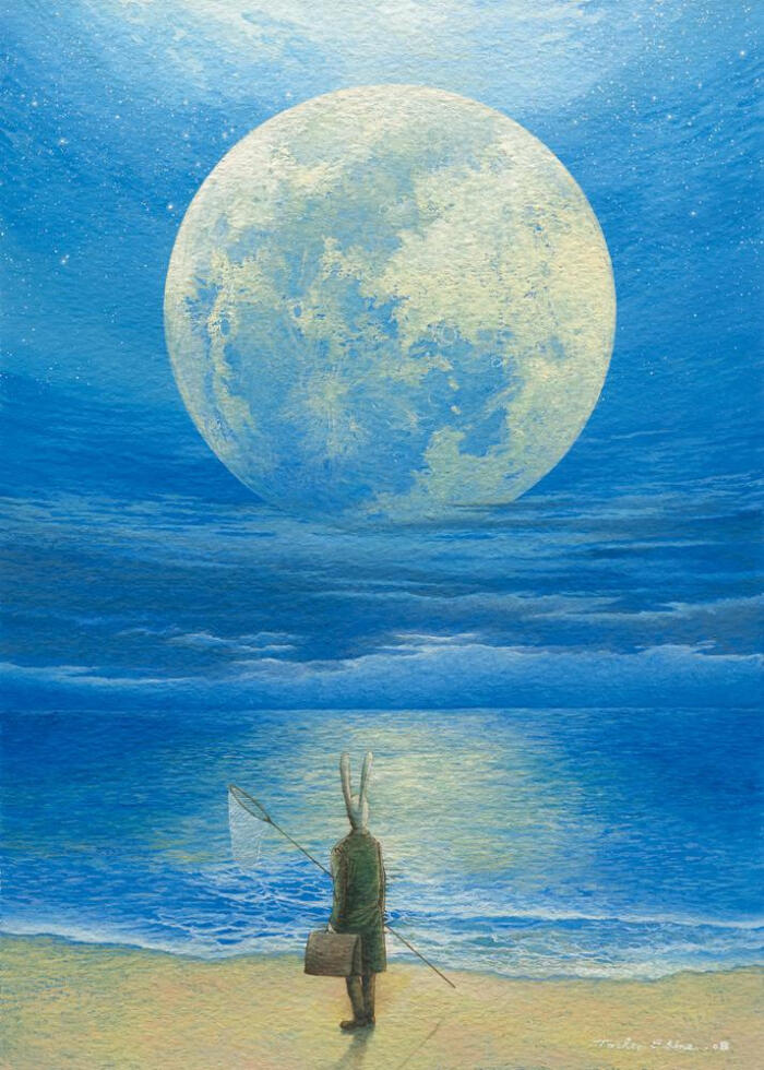 水彩,月夜