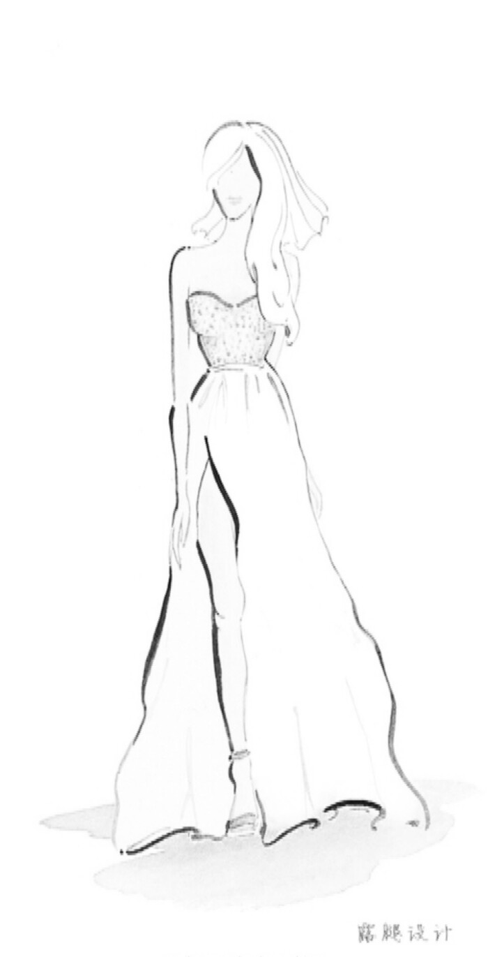 【简单黑白—线条的魅力】 2015婚纱流行元素 婚纱手绘稿 时装设计