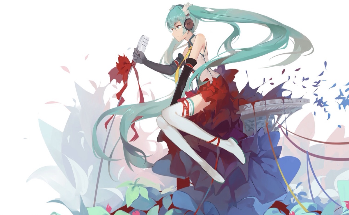 p站 二次元 少女 初音 初音未来 双马尾 长发 歌姬 白丝 头像 壁纸