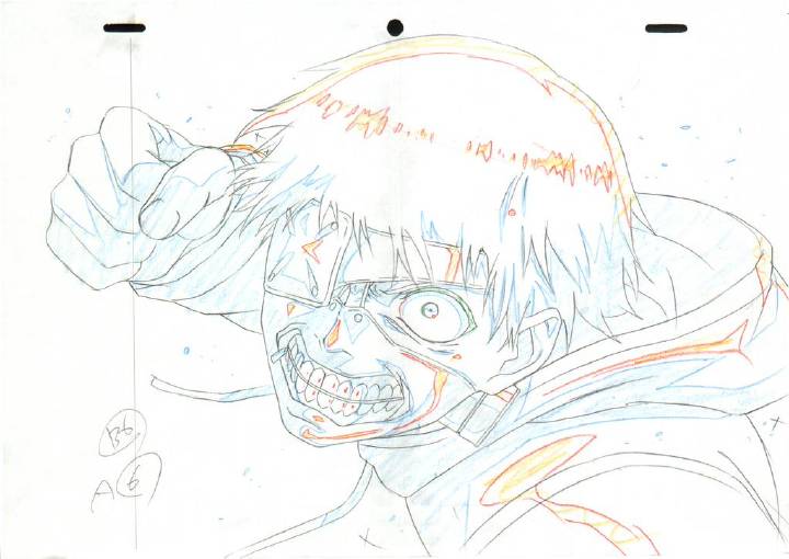 东京食尸鬼# 第一季动画原画公开.金木第一次带上面具与亚门对峙.