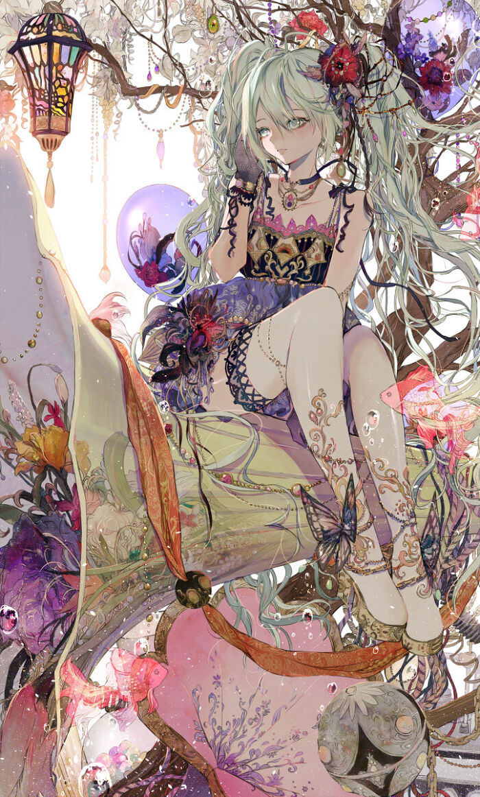 月冈月穂,日本新泻县的女性画师,v家死忠,近两年在背景与花纹的功力