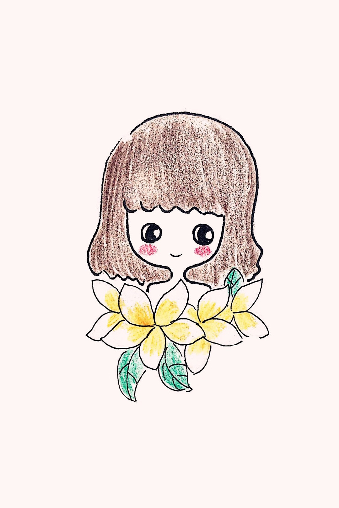 手绘 暖心女孩儿