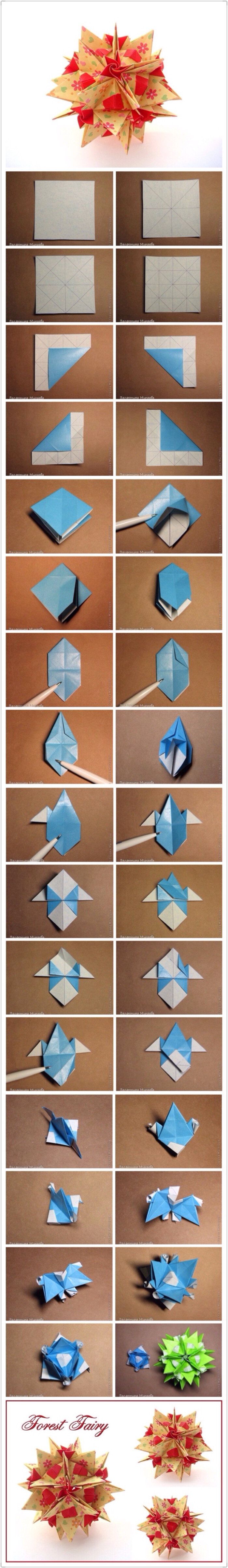 手工达人的折纸花球教程,用纸:30张,尺寸:10*10cm