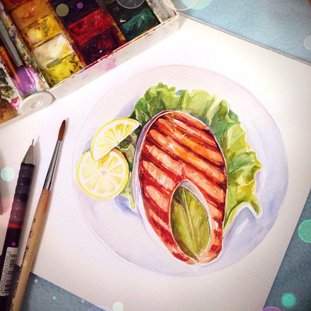 插图_艺术_美食_彩铅_绘画_iphone壁纸_手绘_食物