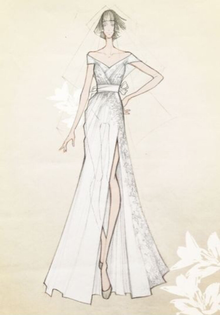 【简单黑白—线条的魅力】lan yu 2014婚纱手稿 手绘 铅笔画 等风来