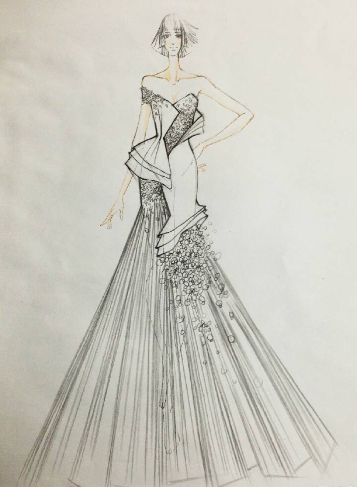 yu 2014婚纱手稿 手绘 铅笔画 等风来 素材 婚纱礼服