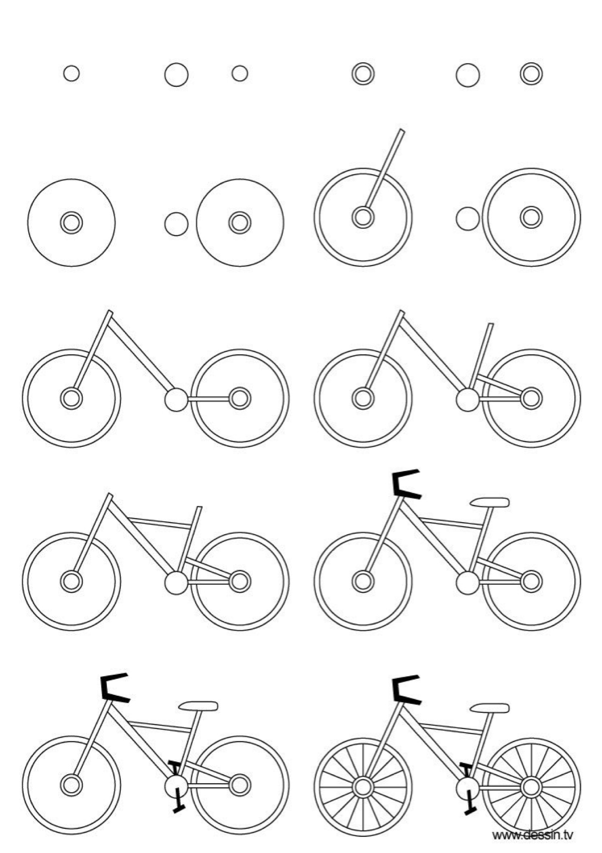 简笔画教程 自行车画法 绘画教程 手绘