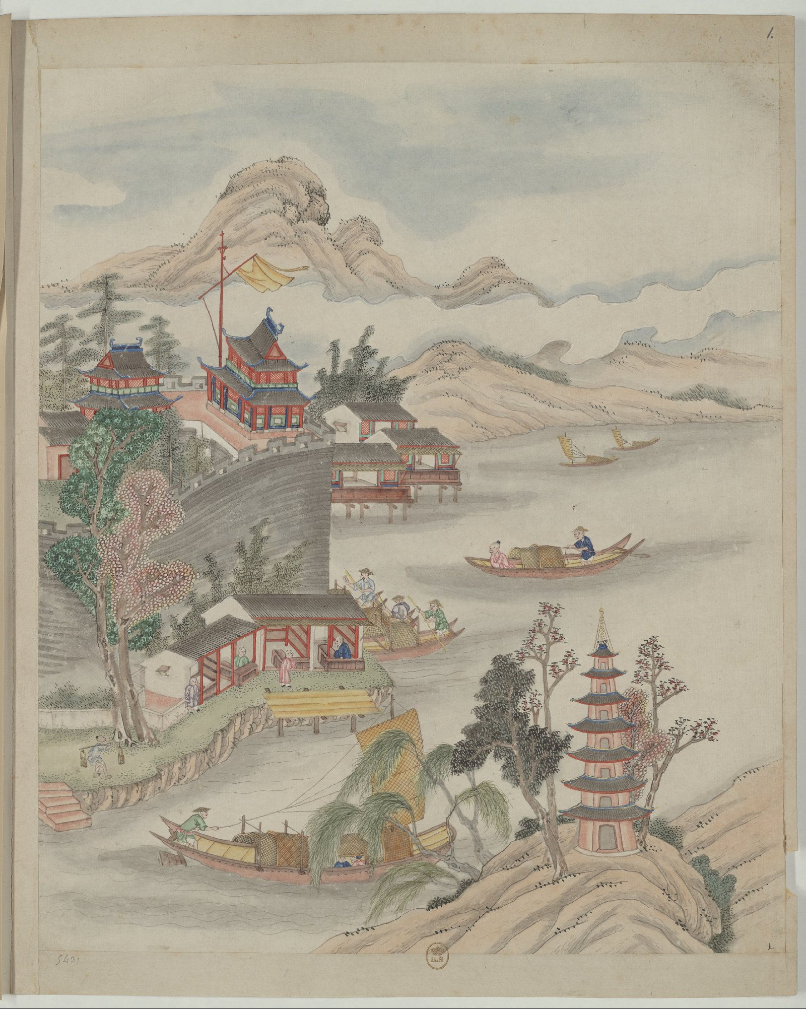 中国自然历史绘画.瓷器制造.水粉画册.19世纪