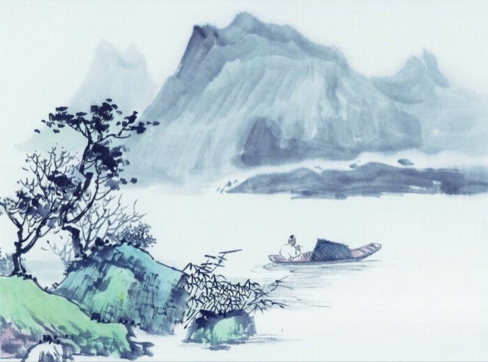 中国水墨画之泛舟山水间