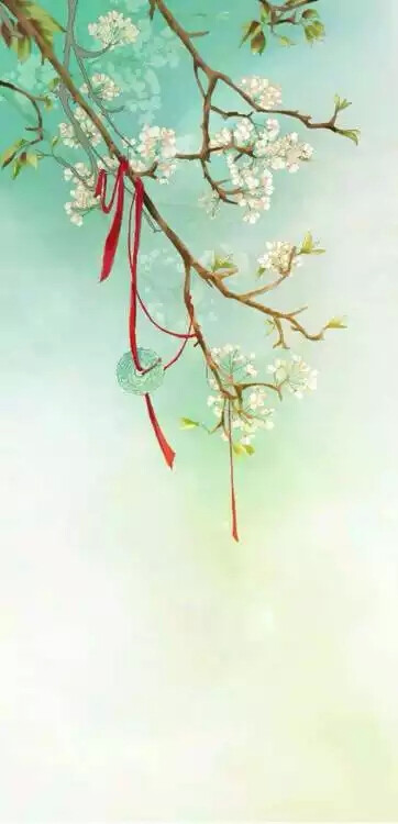 古风 意境 壁纸 中国风 槐花 红线穿玉环#倾城