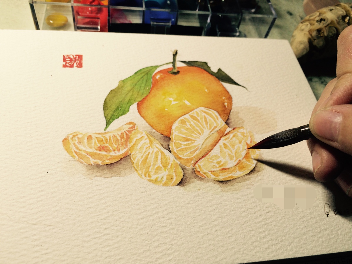 橙子橘子 水彩 雪糕手绘