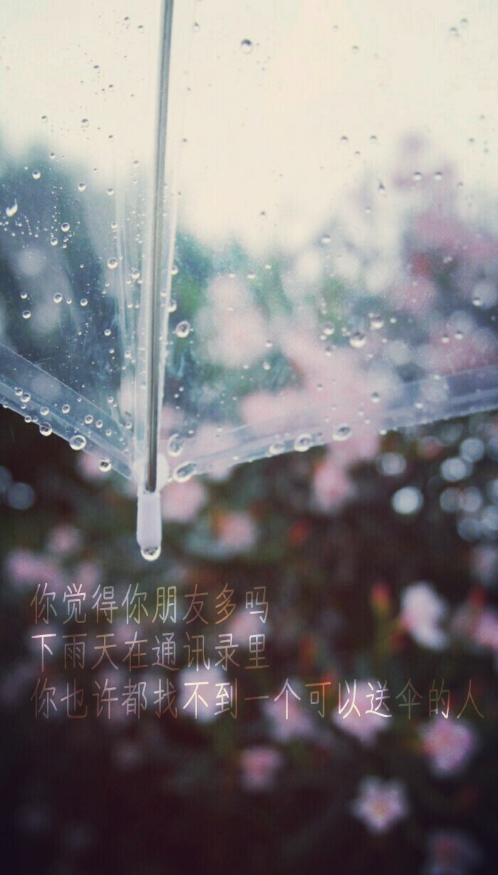 自制手机壁纸 伤感 下雨天 你觉得你朋友多吗下雨天在通讯录里你也许