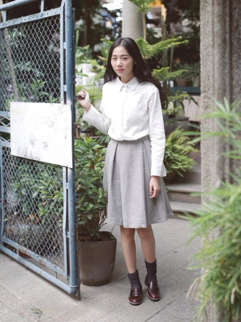 白衬衫 学院风百褶裙