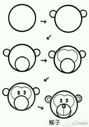 圆形和方形组成的简笔画动物们,分分钟学会[酷]#技能