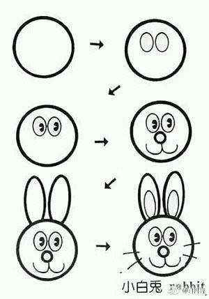 圆形和方形组成的简笔画动物们,分分钟学会[酷]#技能
