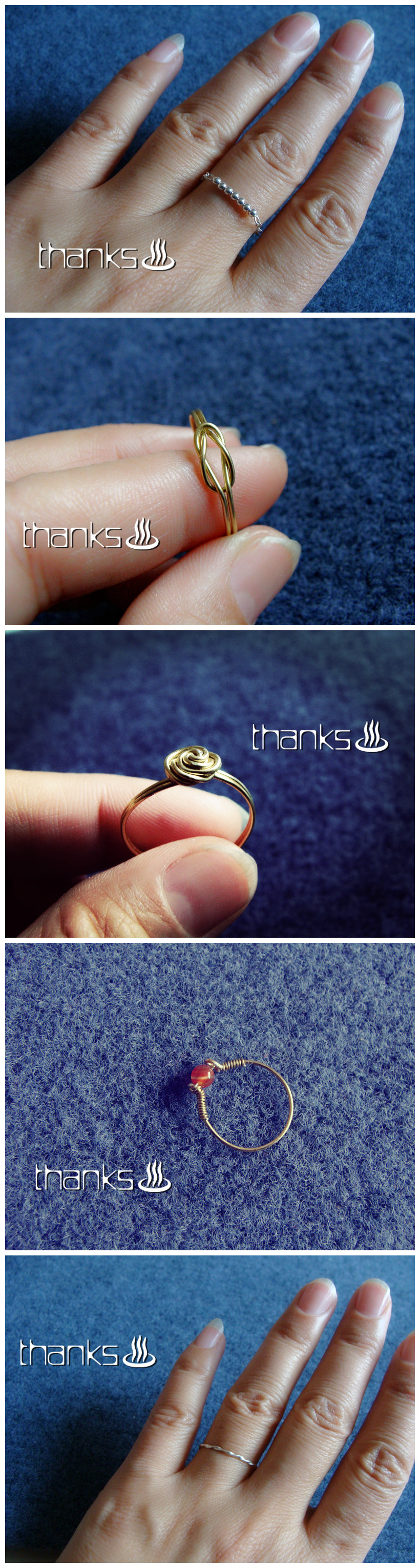 2mm990银珠戒指链 铜丝平结戒指 铜丝绕线玫瑰戒指 铜丝红玛瑙尾戒