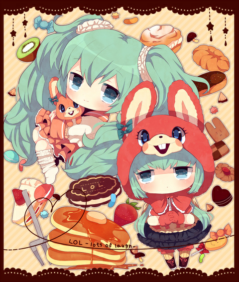 『晴』 p站 q版 甜食 初音未来 vocaloid 二次元 插画 少女 头像 原创