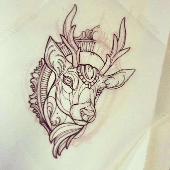 鹿头纹身