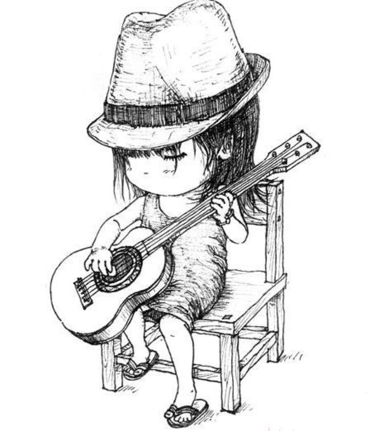小女孩弹吉他