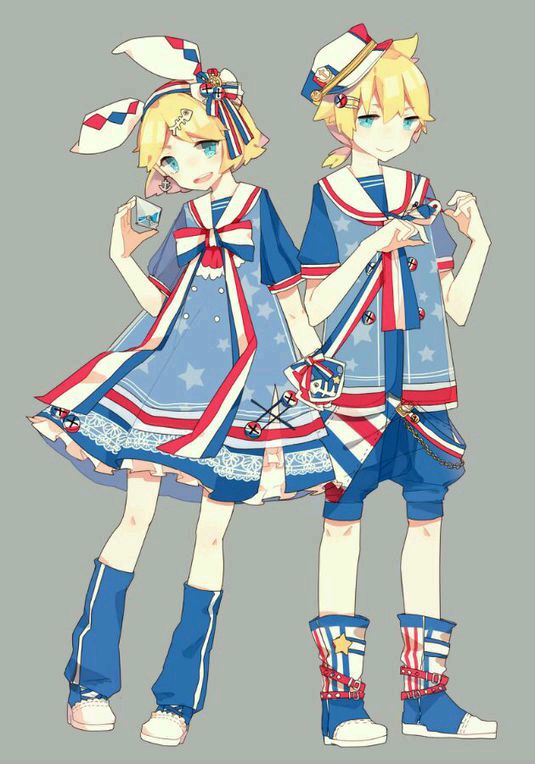 镜音双子 动漫 头像 壁纸 插画 锁屏 by鸢尾花上的帝王蝶
